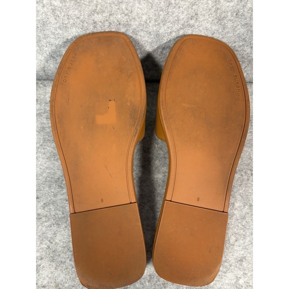 Tory Burch Double T Sport Slide Brown/Tan Gold Logo Size 8 - Picture 6 of 7